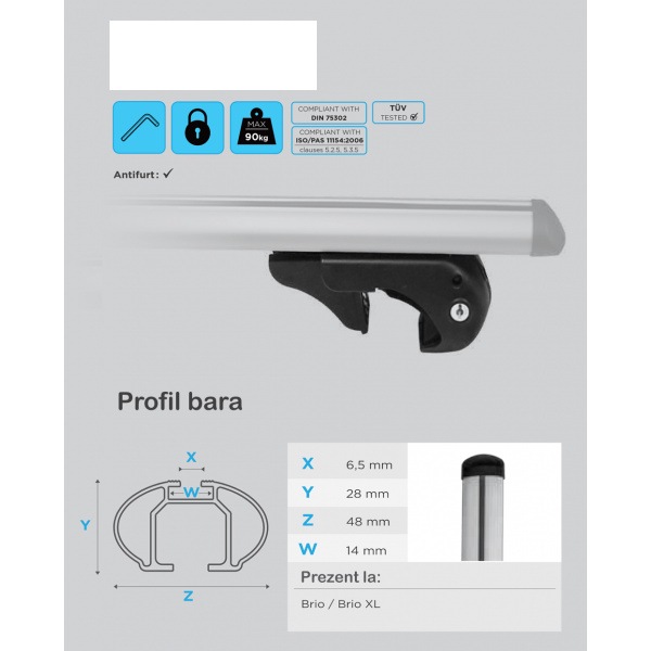 Set 2 bare portbagaj cu cheie, compatibil cu VW T-Cross 2018-Prezent, aluminiu