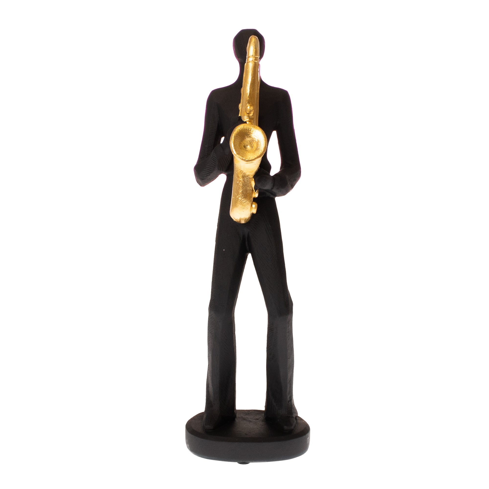 Statueta Ella Home Men with Saxofone, Rasina, 32 cm, negru
