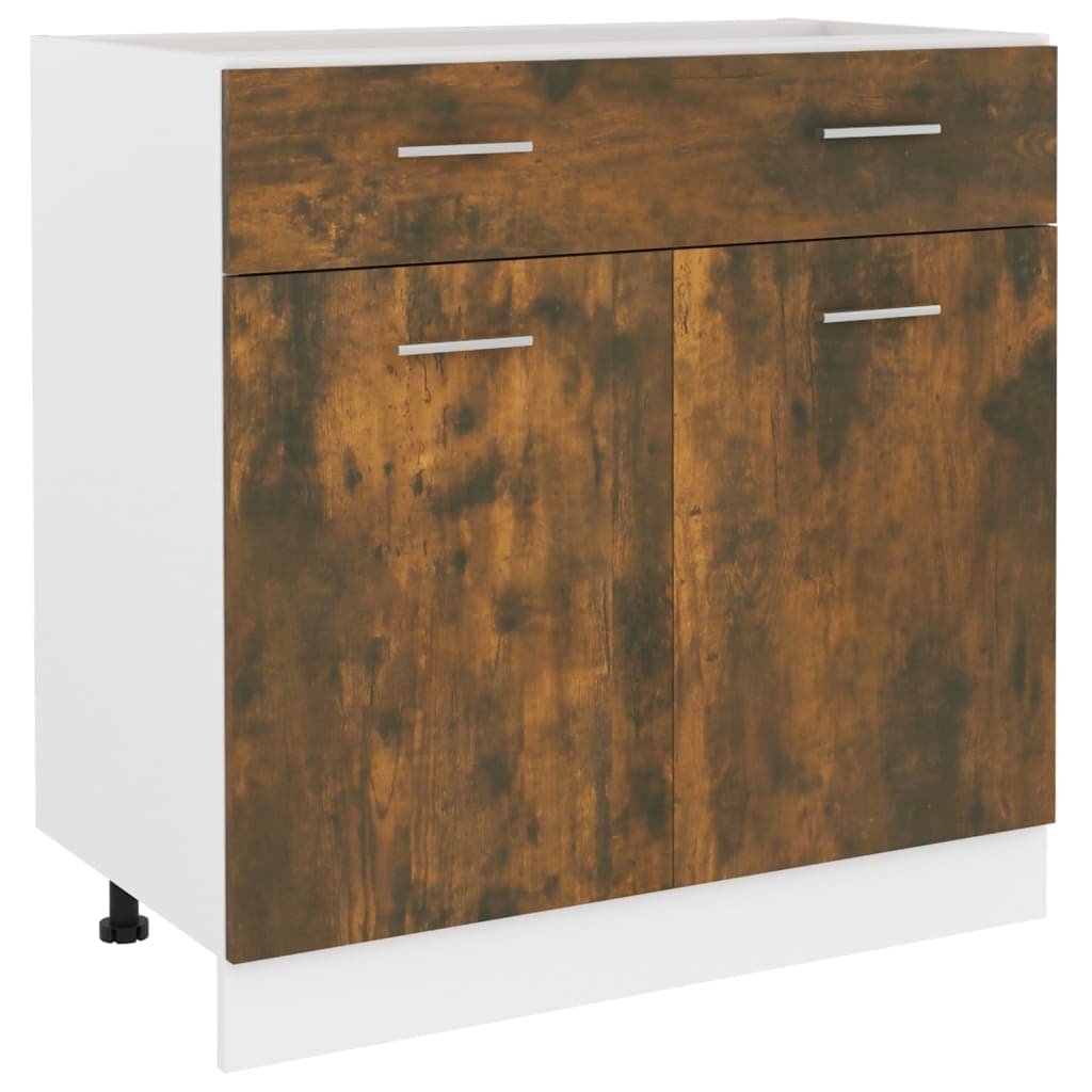 Dulap inferior de chiuveta vidaXL, 80x46x81.5 cm, lemn, stejar fumuriu