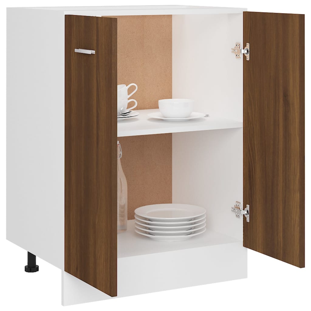 Dulap inferior vidaXL, 60x46x81.5 cm, lemn prelucrat, stejar maro
