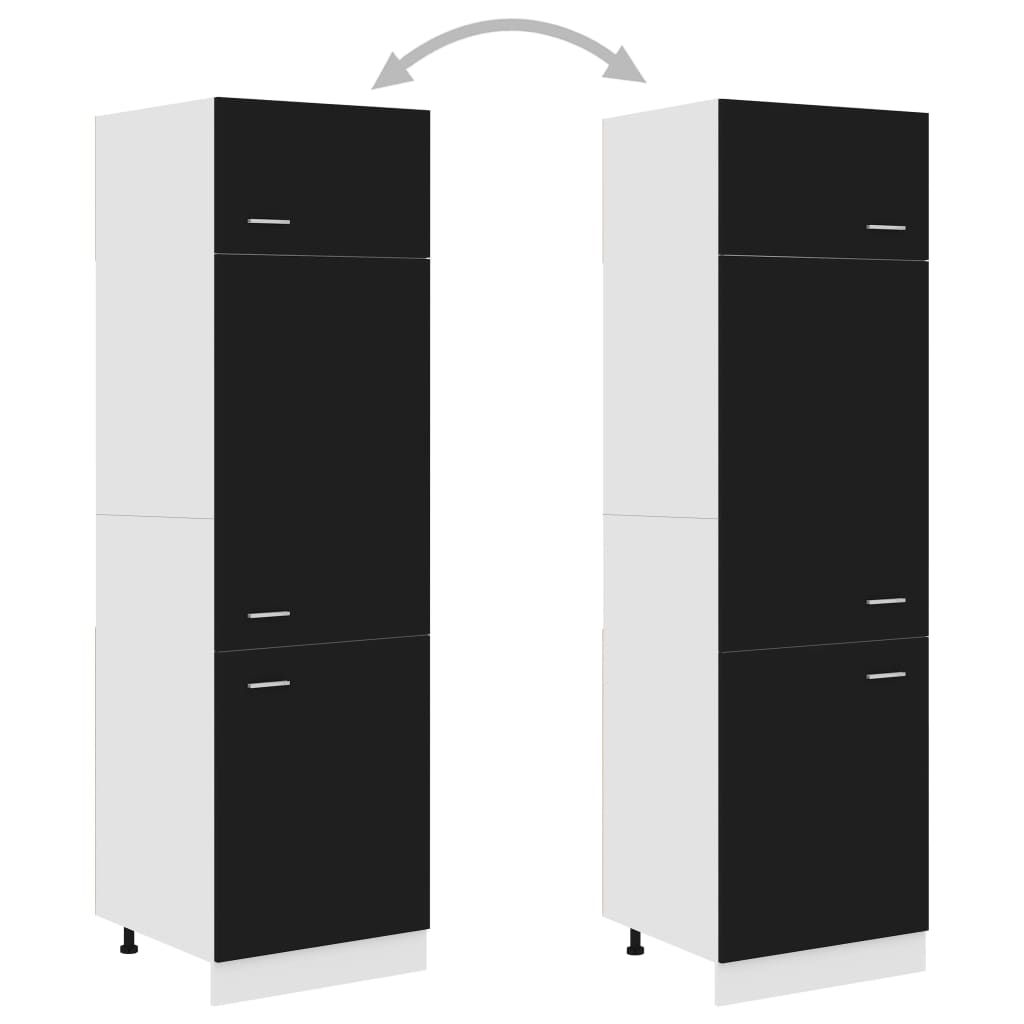 Dulap de frigider, lemn prelucrat, 60x57x207 cm, negru