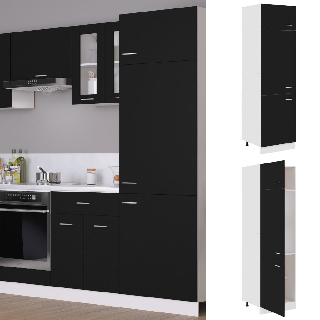 Dulap de frigider, lemn prelucrat, 60x57x207 cm, negru