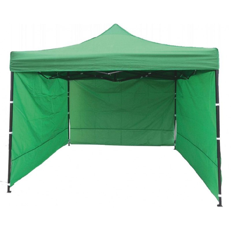 Cort gradina quick tent PROCART, 3x3x3 m, 3 pereti laterali, structura metalica, impermeabil, verde