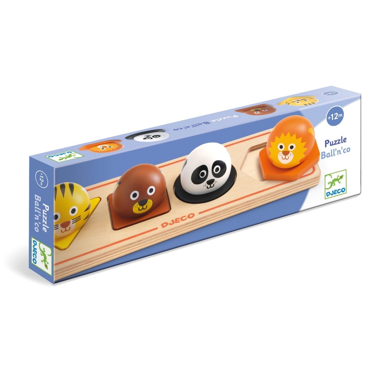 Puzzle din lemn, Animale salbatice, Djeco, 4 piese