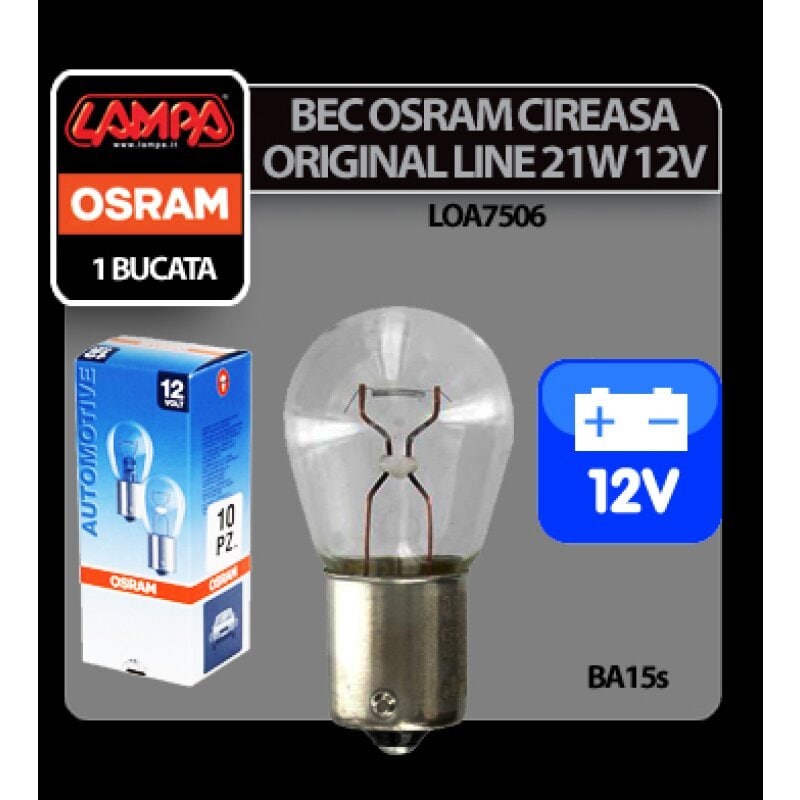 Bec Original Line OSRAM, pentru frana semnalizare ceata BA15s, 12V, soclu P21W - 21W 