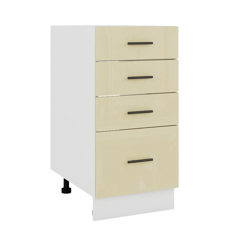 Corp inferior de bucatarie cu 4 sertare Sani Glamur, 40x48x82 cm, Bej Lucios