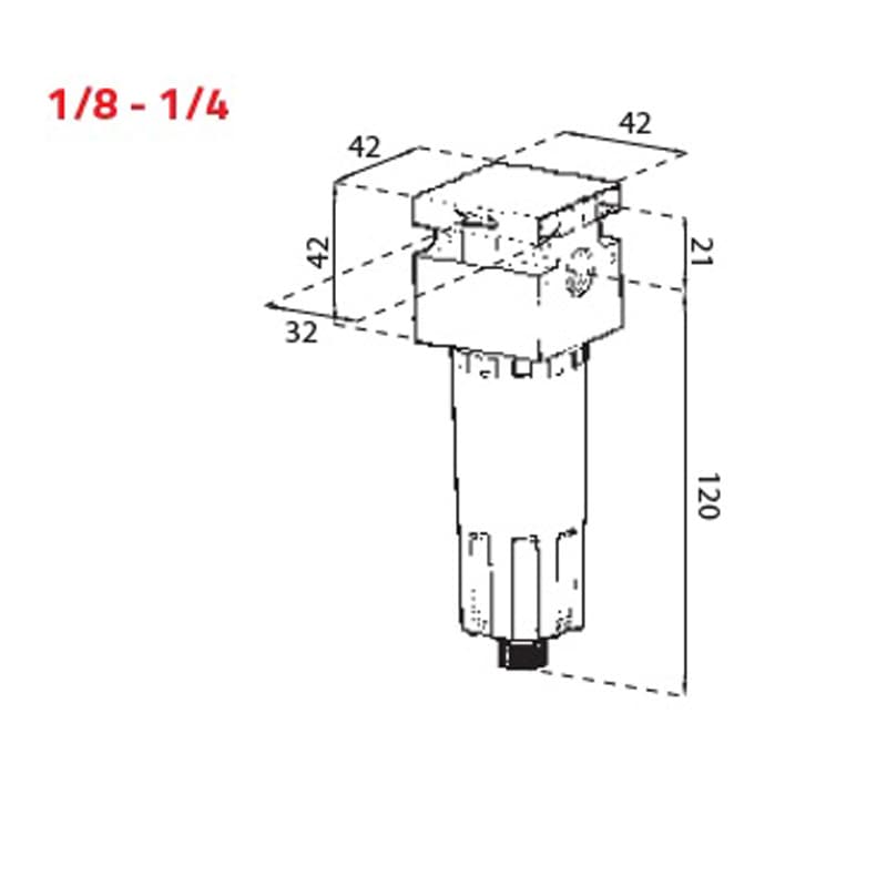 Filtru cu eliminare semi-automata a condensului, 1/4", 1750 l/min, 20 microni, FIAC