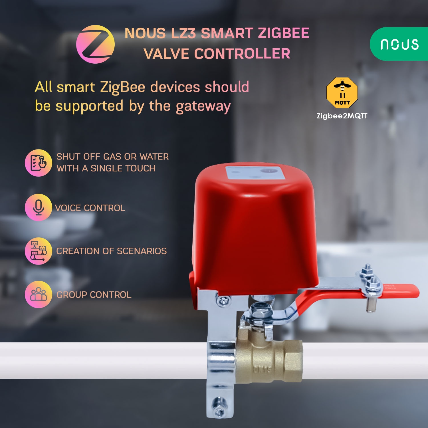 Electrovalva smart cu temporizator NOUS LZ3 , ZigBee
