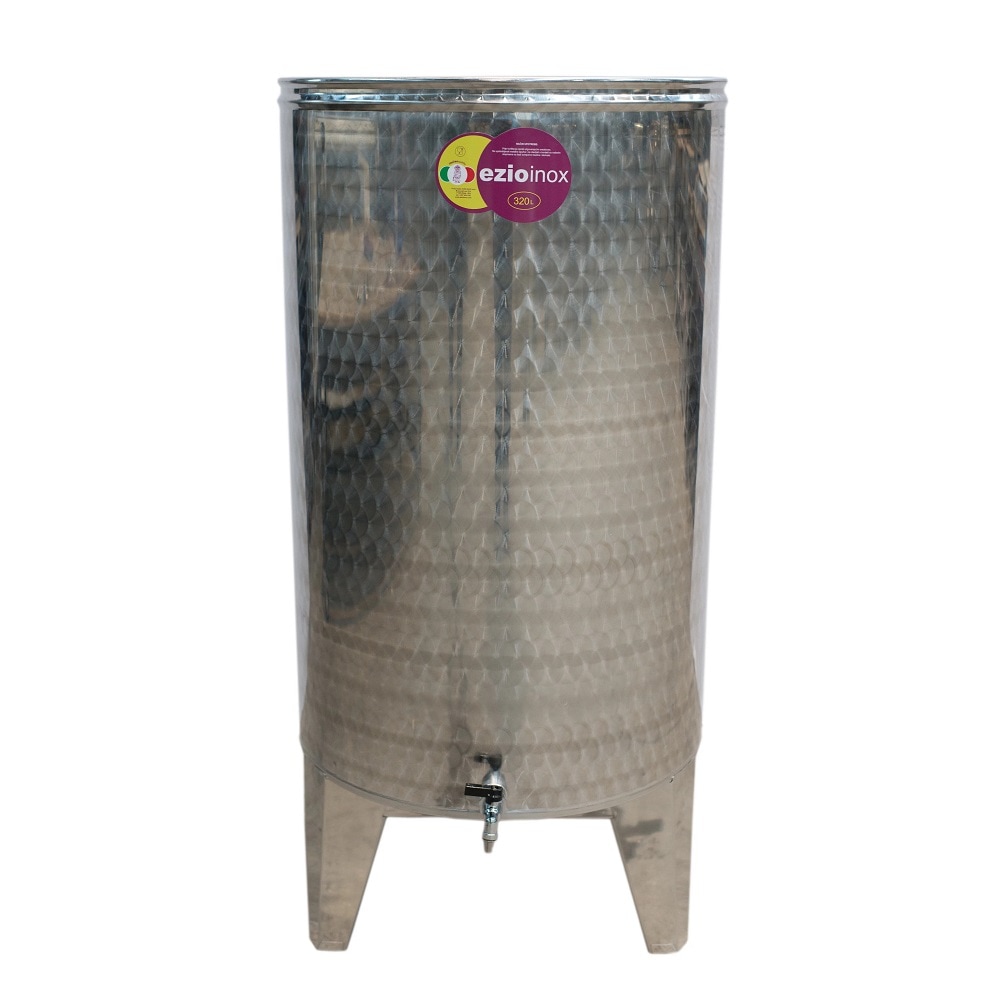 Butoi, confectionat din inox, forma cilindrica, robust, rezistent, cu capac flotant, robinet si picioare, 640 x 1300 x 0.6 mm, 320 litri