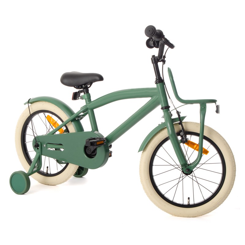 Bicicleta pentru copii PROCART, reglabila pe inaltime, roti 16 inch, V-brake, cadru otel, roti ajutatoare, far si stop