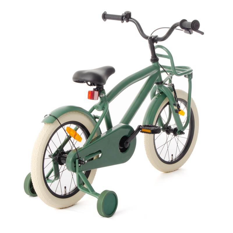 Bicicleta pentru copii PROCART, reglabila pe inaltime, roti 16 inch, V-brake, cadru otel, roti ajutatoare, far si stop