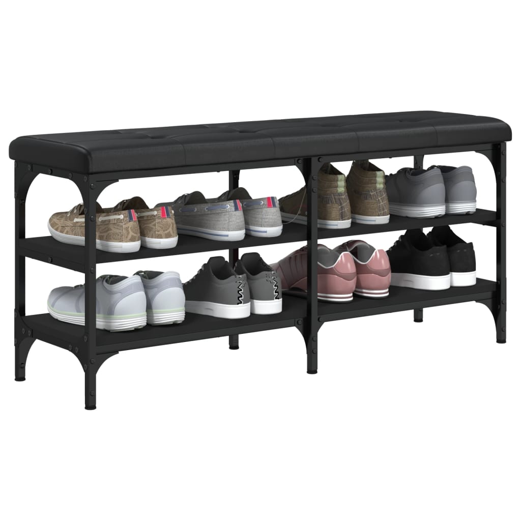 Pantofar VIDAXL, lemn prelucrat, 102x32x47 cm, negru