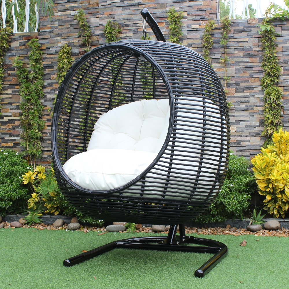 Leagan gradina/terasa COSTA, 125 x 110 x 185 cm, negru-crem