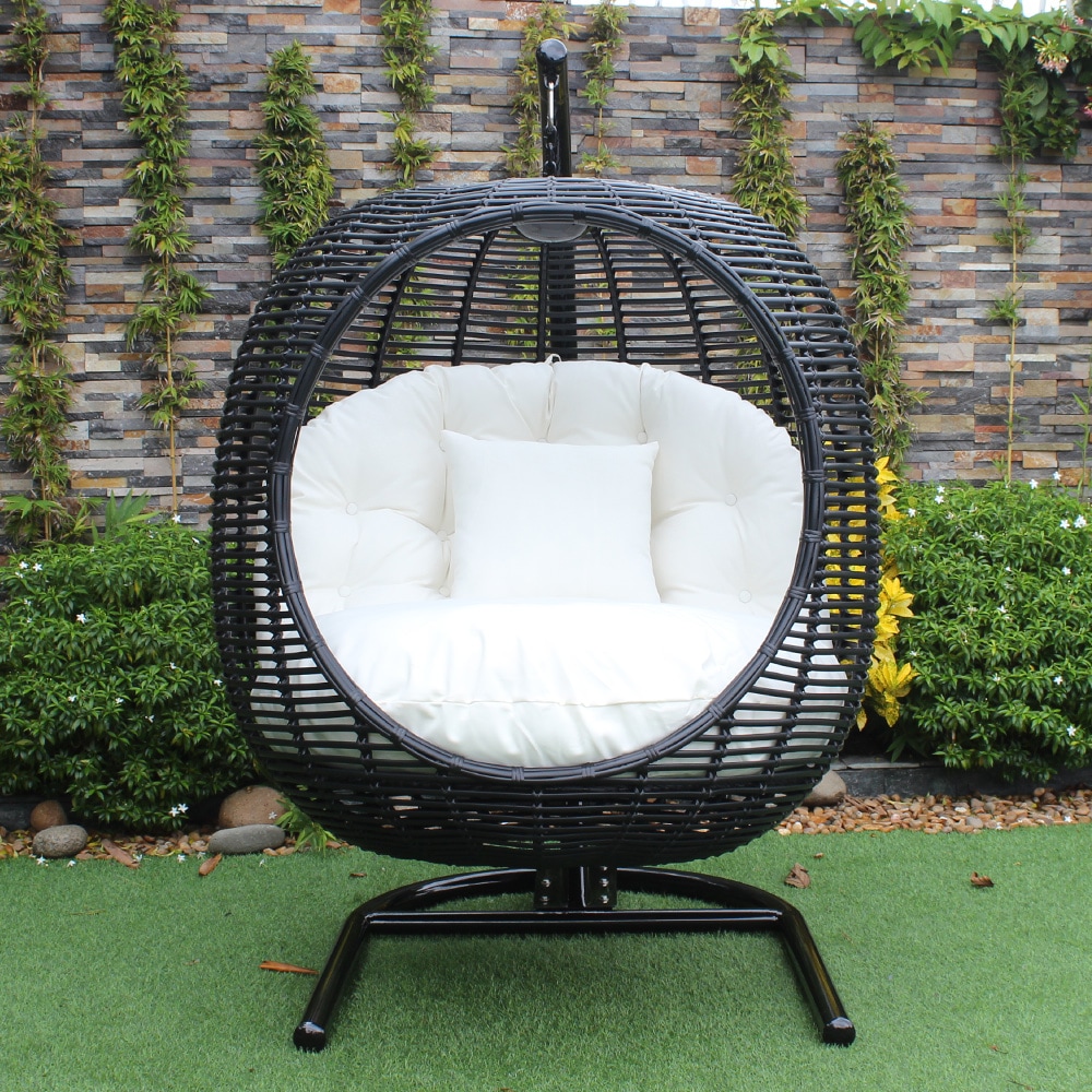 Leagan gradina/terasa COSTA, 125 x 110 x 185 cm, negru-crem