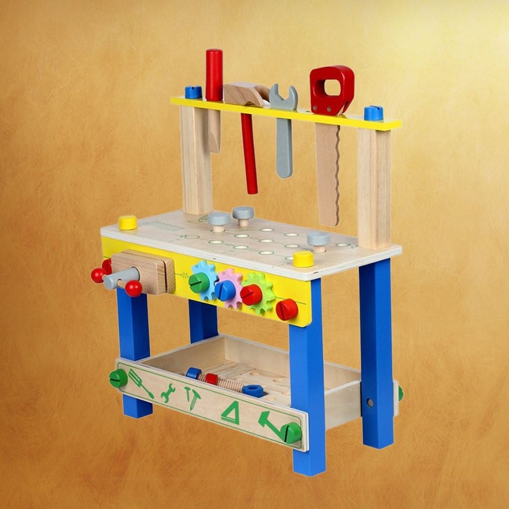 Atelier cu banc de lucru pentru copii PROCART, 40 piese din lemn, 41x36x16 cm