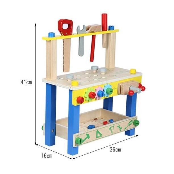 Atelier cu banc de lucru pentru copii PROCART, 40 piese din lemn, 41x36x16 cm