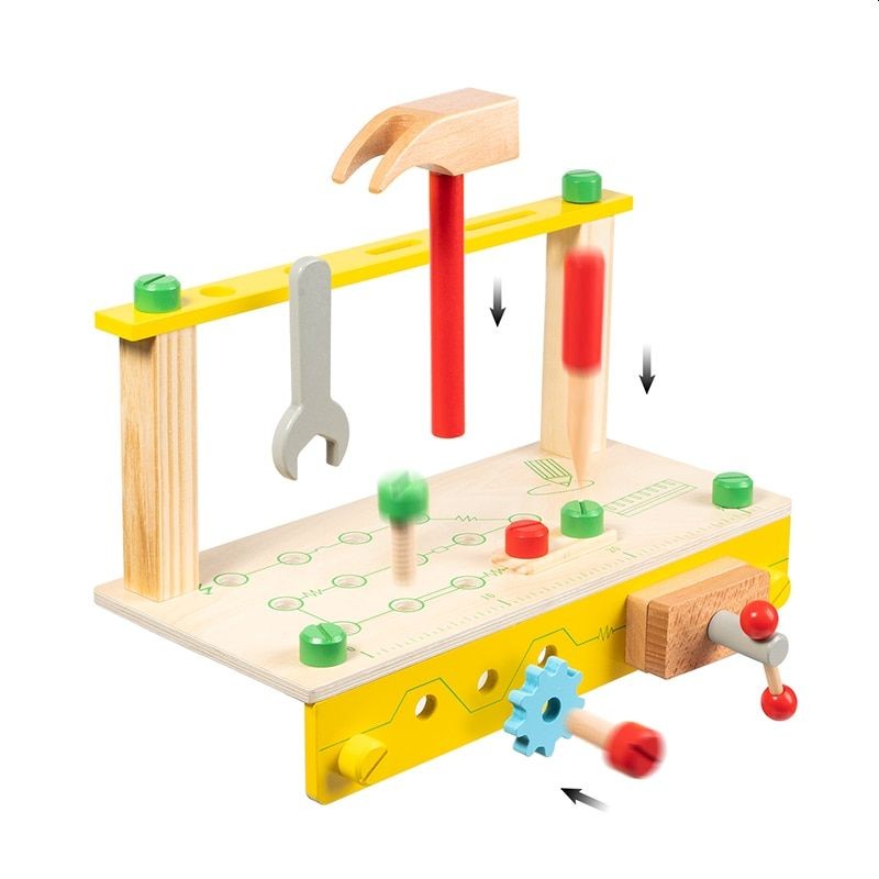Atelier cu banc de lucru pentru copii PROCART, 40 piese din lemn, 41x36x16 cm