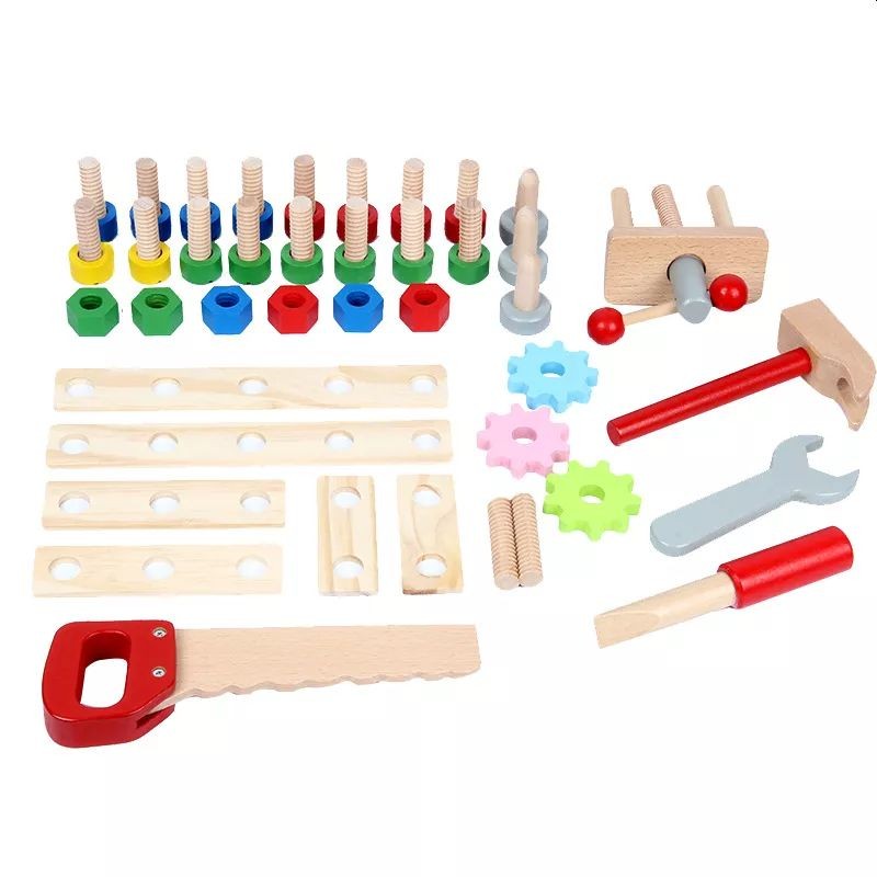 Atelier cu banc de lucru pentru copii PROCART, 40 piese din lemn, 41x36x16 cm