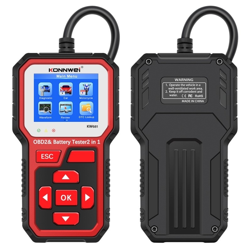 Diagnoza si tester baterie auto Konnwei KW681, 6V/12V, Bluetooth 5.0, compatibil Android si iOS