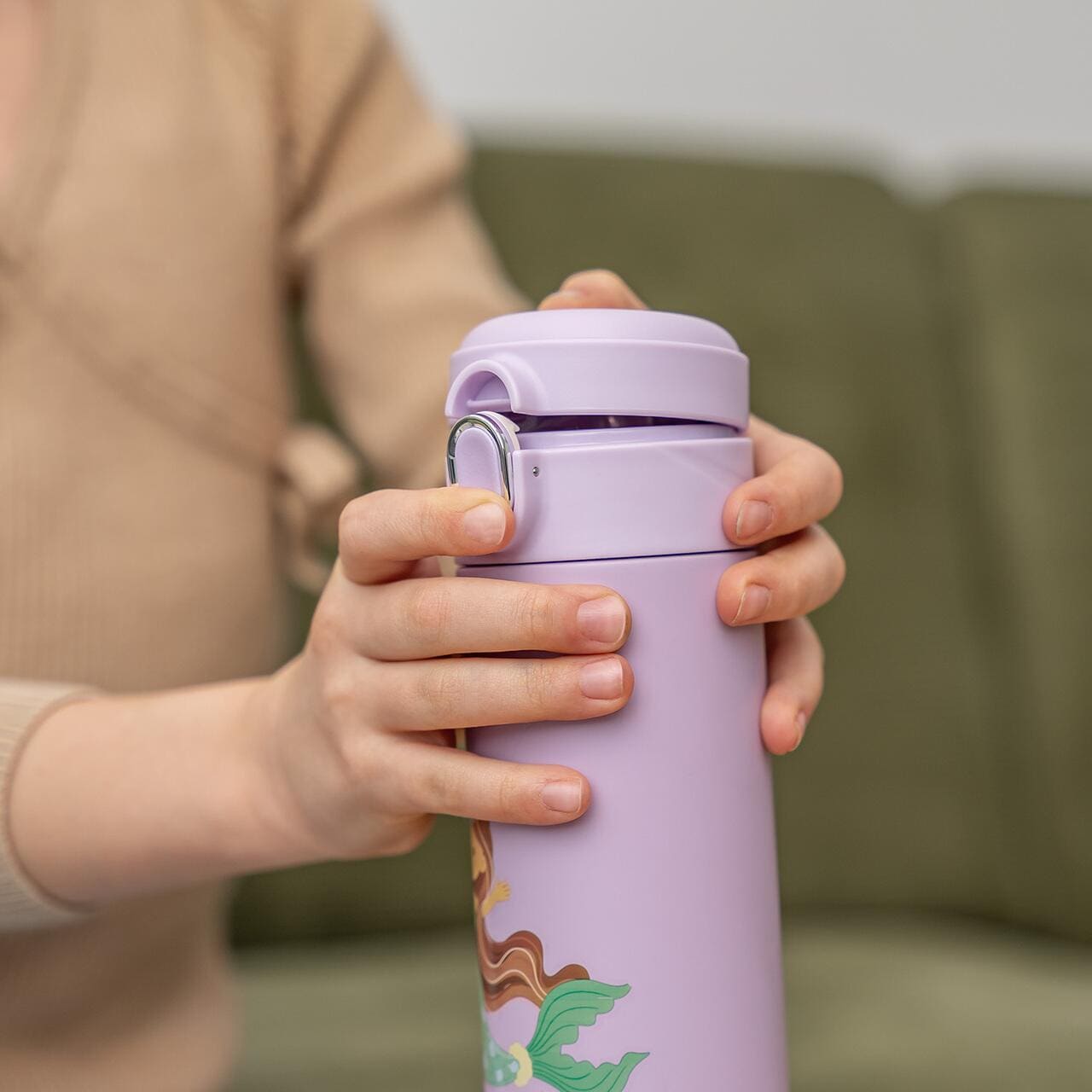 Sticla de baut Reer, Cu pai din silicon, Pentru copii, Din otel inoxidabil, 350 ml, violet