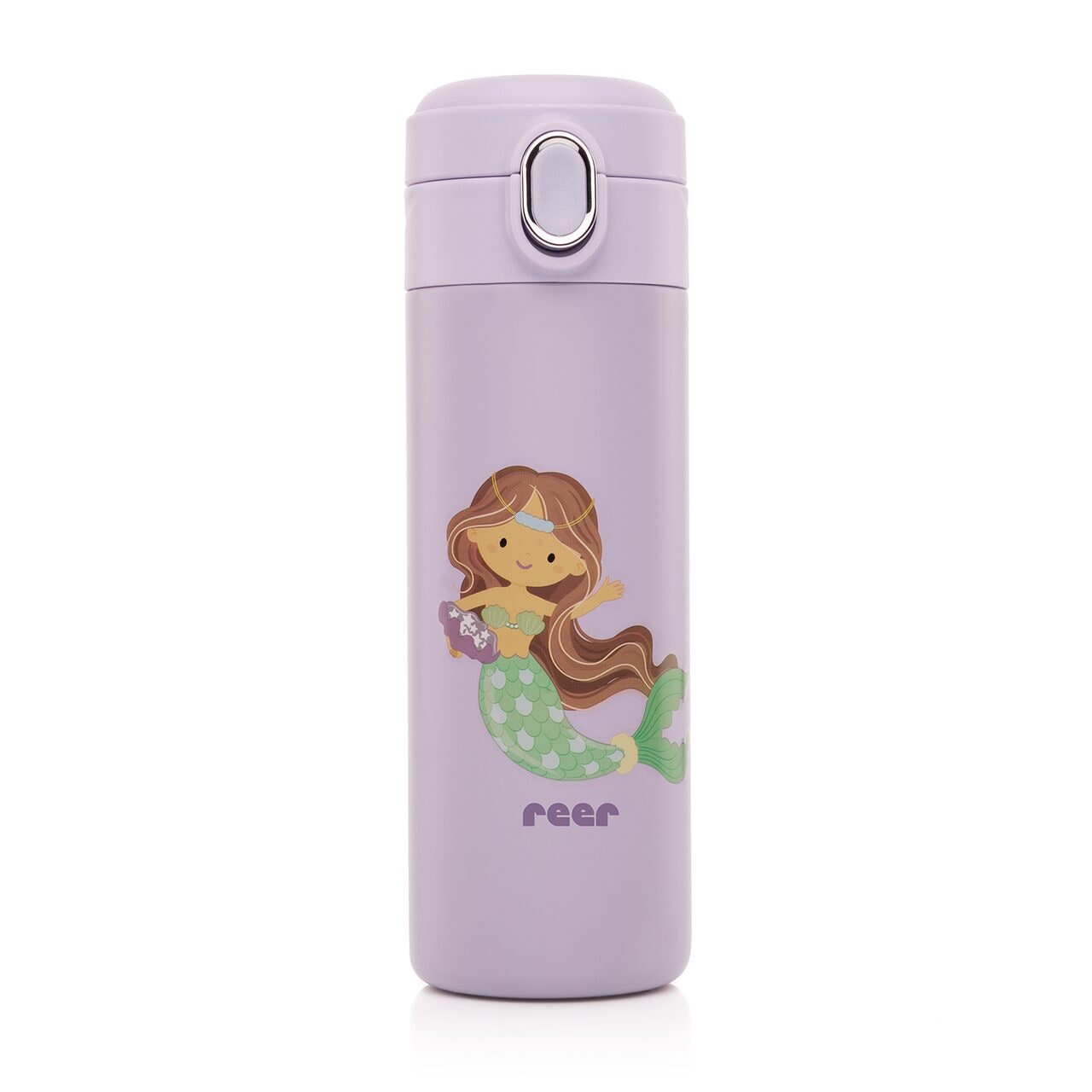 Sticla de baut Reer, Cu pai din silicon, Pentru copii, Din otel inoxidabil, 350 ml, violet