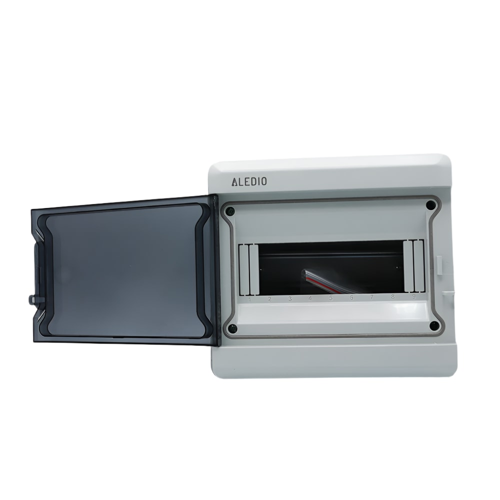Cofret etans Aledio A09M1R, aparent, 9 module, 1 rand, IP65, protectie UV