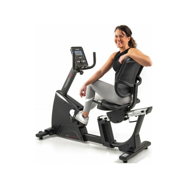 Bicicleta fitness orizontala TOORX BRX-R300ERGO, Volanta 16 Kg, greutate suportata 150 Kg, 32 trepte dificultate, negru