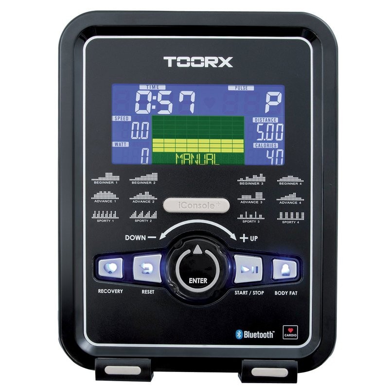 Bicicleta fitness orizontala TOORX BRX-R300ERGO, Volanta 16 Kg, greutate suportata 150 Kg, 32 trepte dificultate, negru