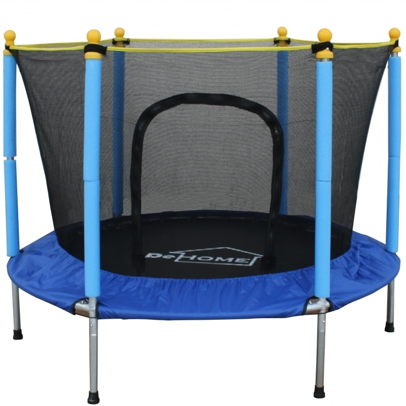 Trambulina pentru copii DeHome Jumper 55, diametru 140 cm (55 inch), plasa de siguranta, plasa rezistenta UV, structura metal, ideala pentru copii mici
