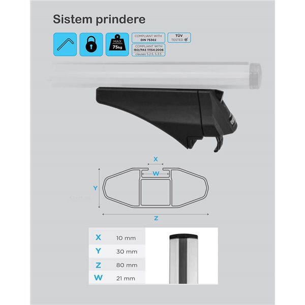 Bare transversale Menabo Leopard Black XL pentru Mitsubishi Outlander 2012+