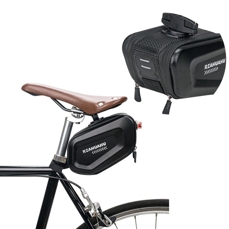 Suport bicicleta eMazing, carcasa rigida, piele artificiala si carbon, 20x12x11.5 cm, 2 l, montare sub sa, rezistenta la apa, negru