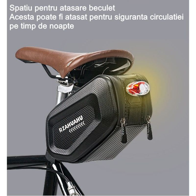 Suport bicicleta eMazing, carcasa rigida, piele artificiala si carbon, 20x12x11.5 cm, 2 l, montare sub sa, rezistenta la apa, negru
