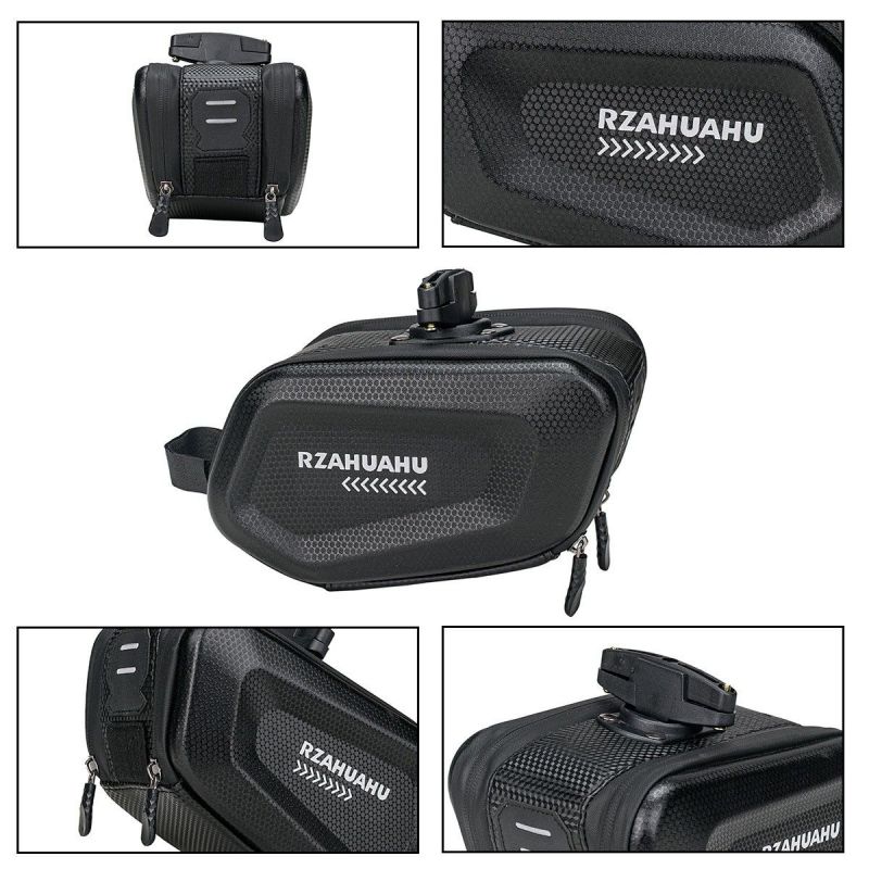 Suport bicicleta eMazing, carcasa rigida, piele artificiala si carbon, 20x12x11.5 cm, 2 l, montare sub sa, rezistenta la apa, negru