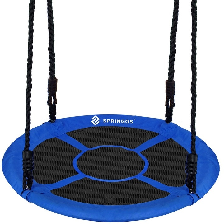Leagan tip cuib Sersimo NS24, diametru 110cm, inaltime reglabila, pentru exterior, sarcina 150 kg, Albastru Negru.