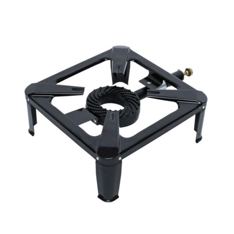 Arzator pe gaz pentru camping PROCART, fonta, 40x40 cm, 4 picioare de sustinere, negru