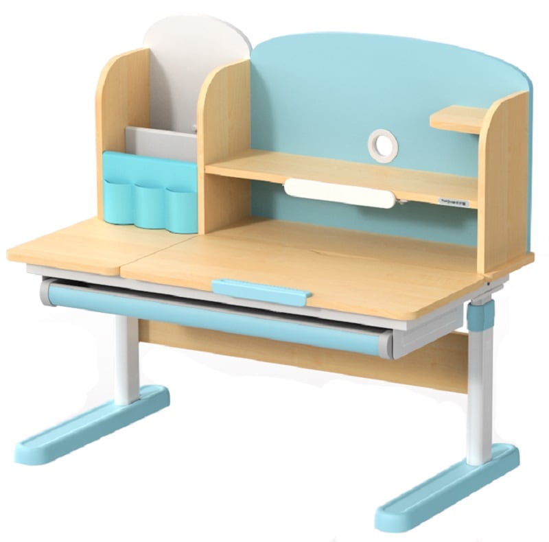 Birou MarcoShop ergonomic, inaltime reglabila pentru copii, MDF, Albastru