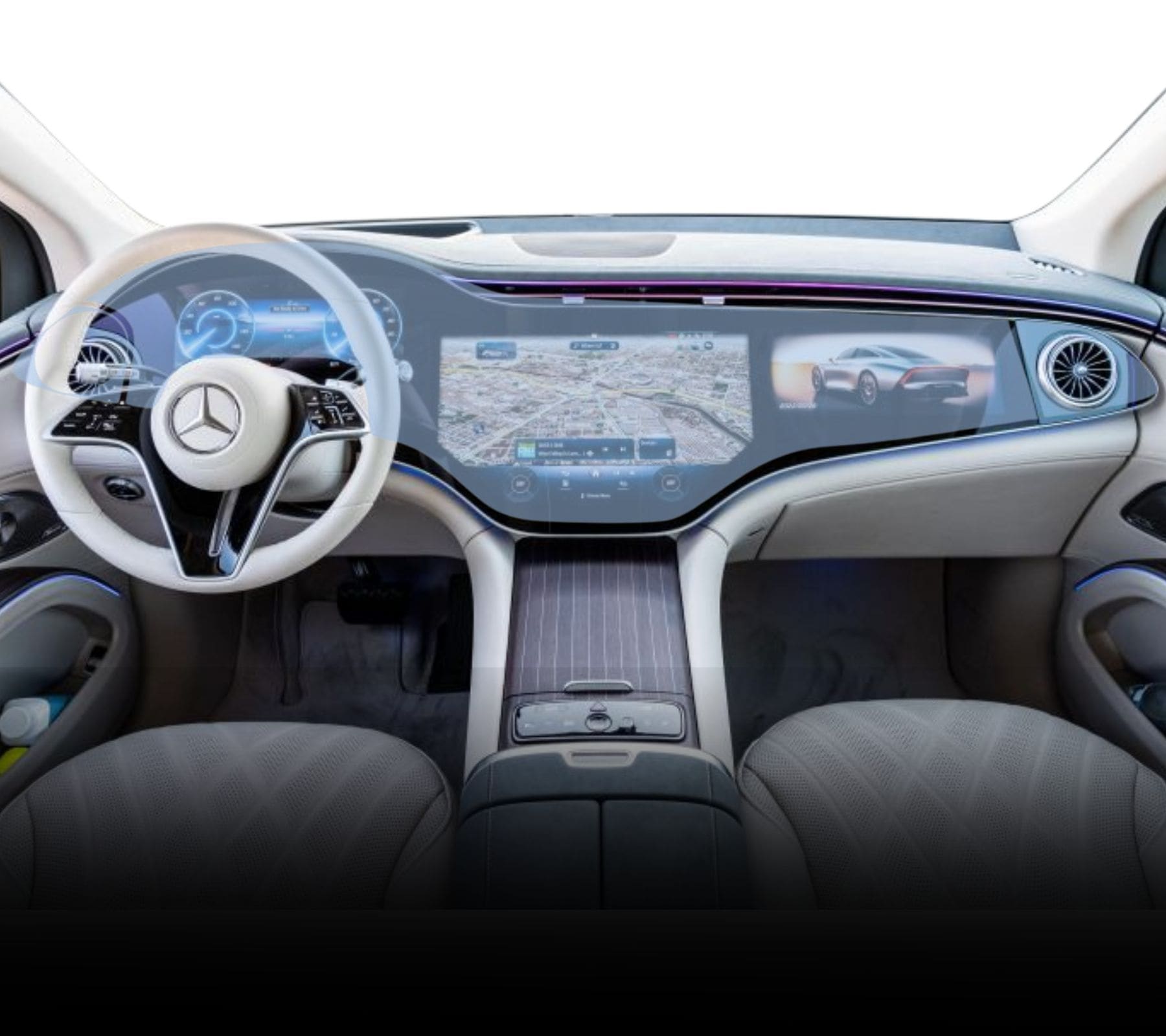 Folie protectie display navigatie Duragon, din silicon, pentru Mercedes Benz EQS 2022+, transparenta, anti-shock, kit instalare