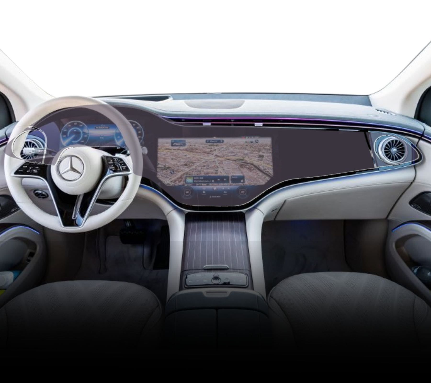 Folie protectie display navigatie Duragon, din silicon, pentru Mercedes Benz EQS 2022+, transparenta, anti-shock, kit instalare