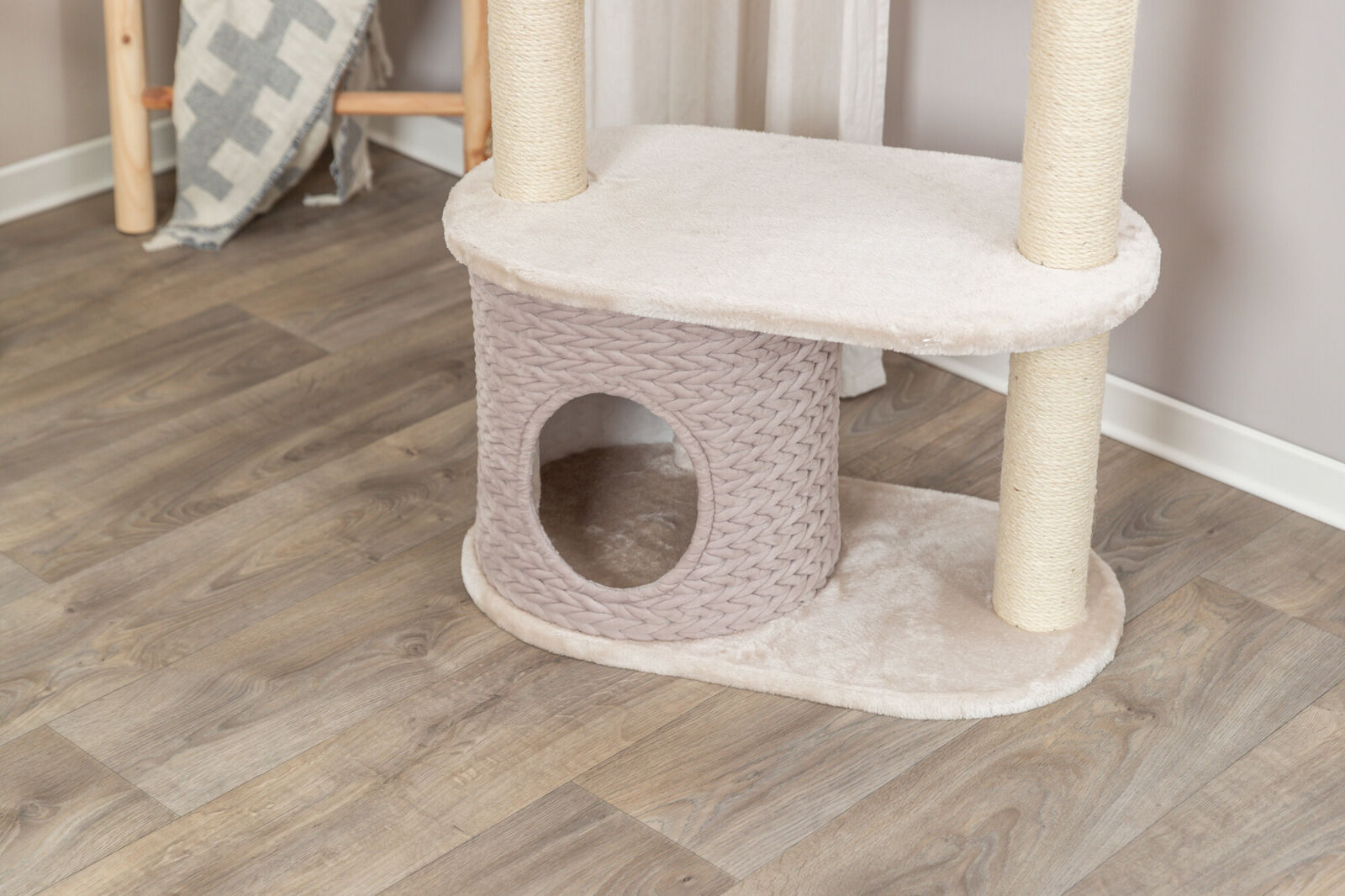  Ansamblu Cat Tree Alessia Trixie, 65x38x114 cm, Gri/Nisipiu, 44473