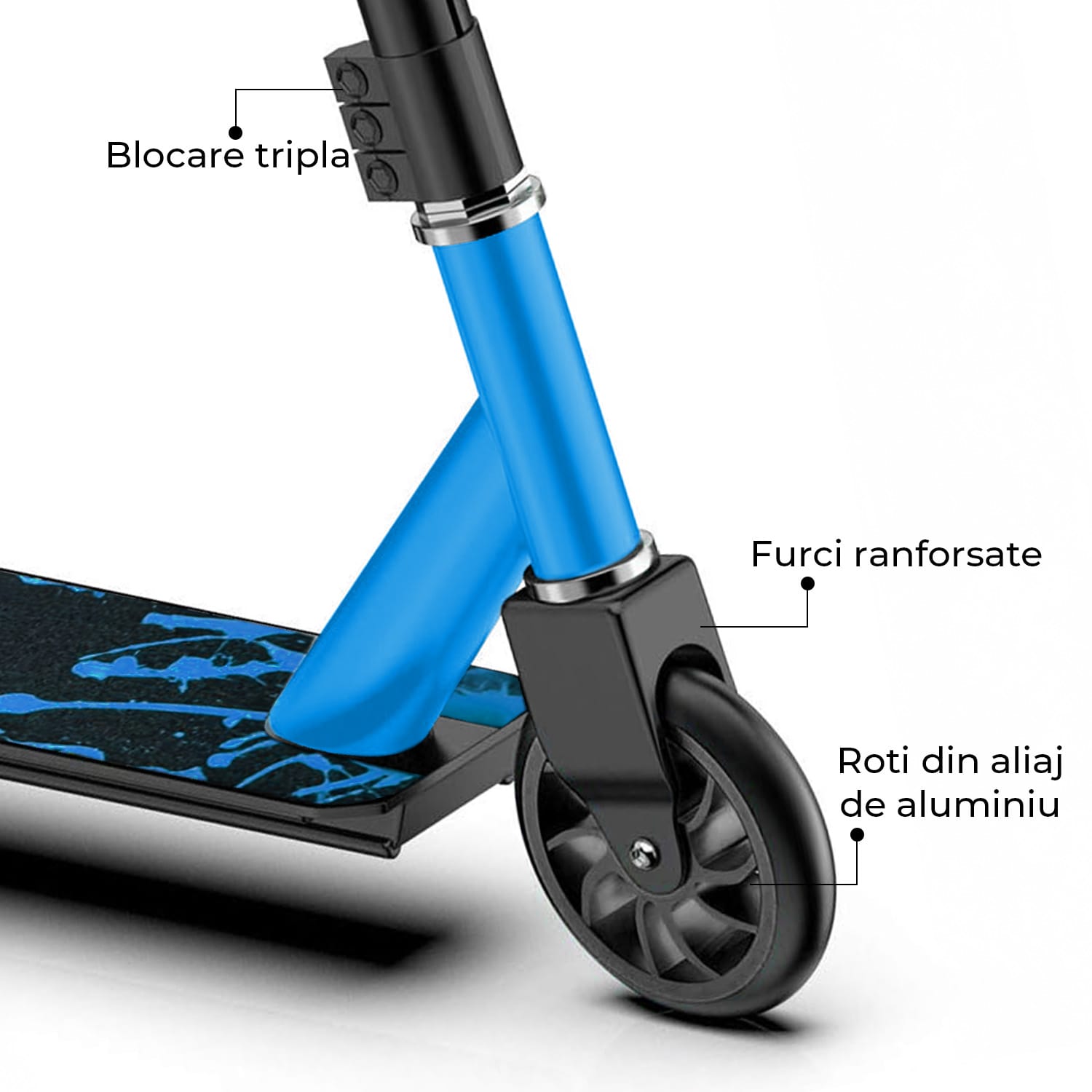 Trotineta Sport Elindor, Rotire 360, Roti Aluminiu, Albastru