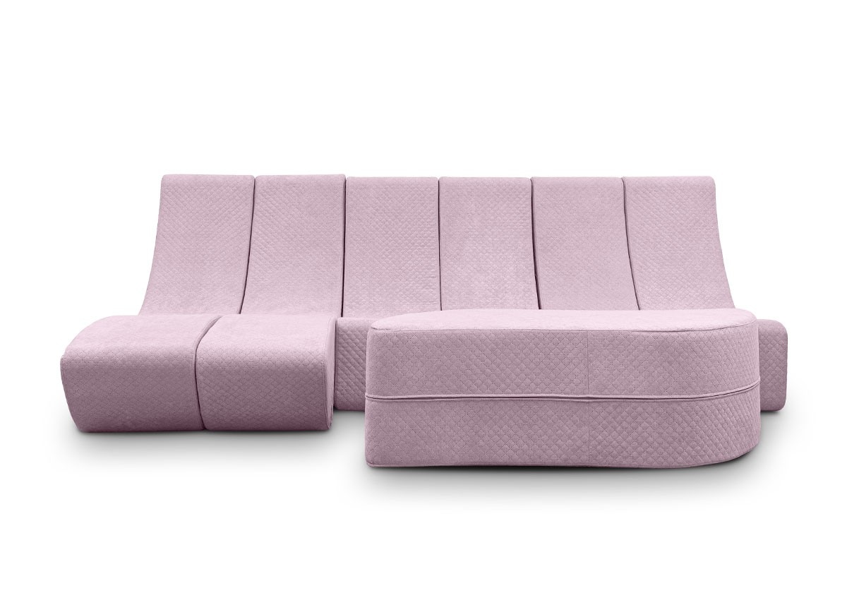 Canapea modulara Cheesecake, extensibila, material poliuretan, roz