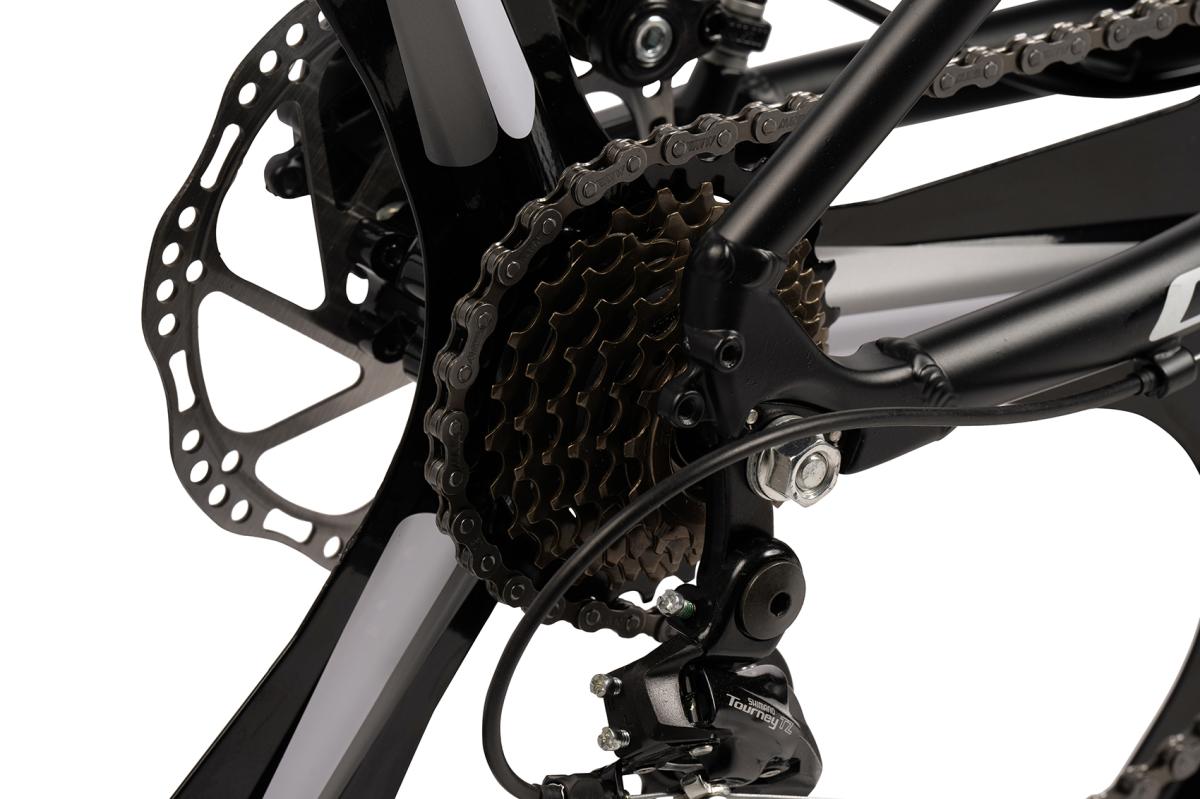 Bicicleta Mtb de munte Carpat Evo JSX26313, cadru din Aluminiu cu cabluri integrate, echipare Shimano, roata 26 inch din magneziu, frana disc, 21 viteze, negru cu gri