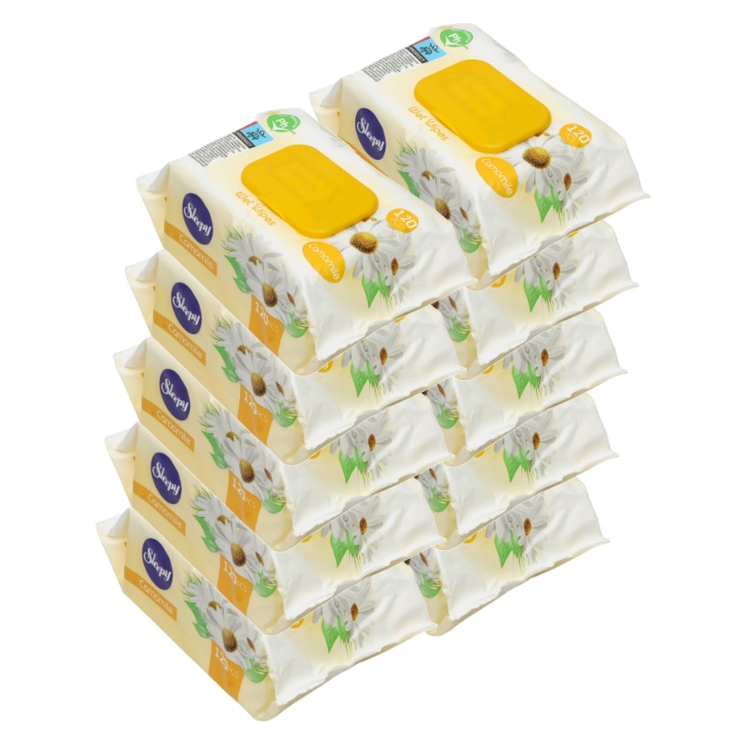 Servetele umede Sleepy cu extract de musetel, 10 x 120, 1200 buc