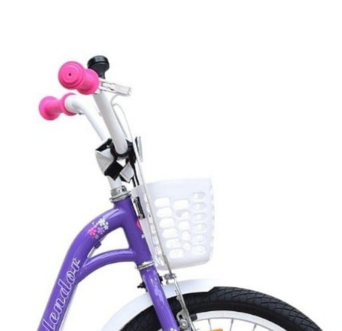 Bicicleta pentru copii NOVOKIDS Splend'Or Boom PRO Edition, Cu cosulet pentru papusi, Roti 20" inch, Cadru din otel, Roti ajutatoare detasabile, Ghidon reglabil pe inaltime, Mov