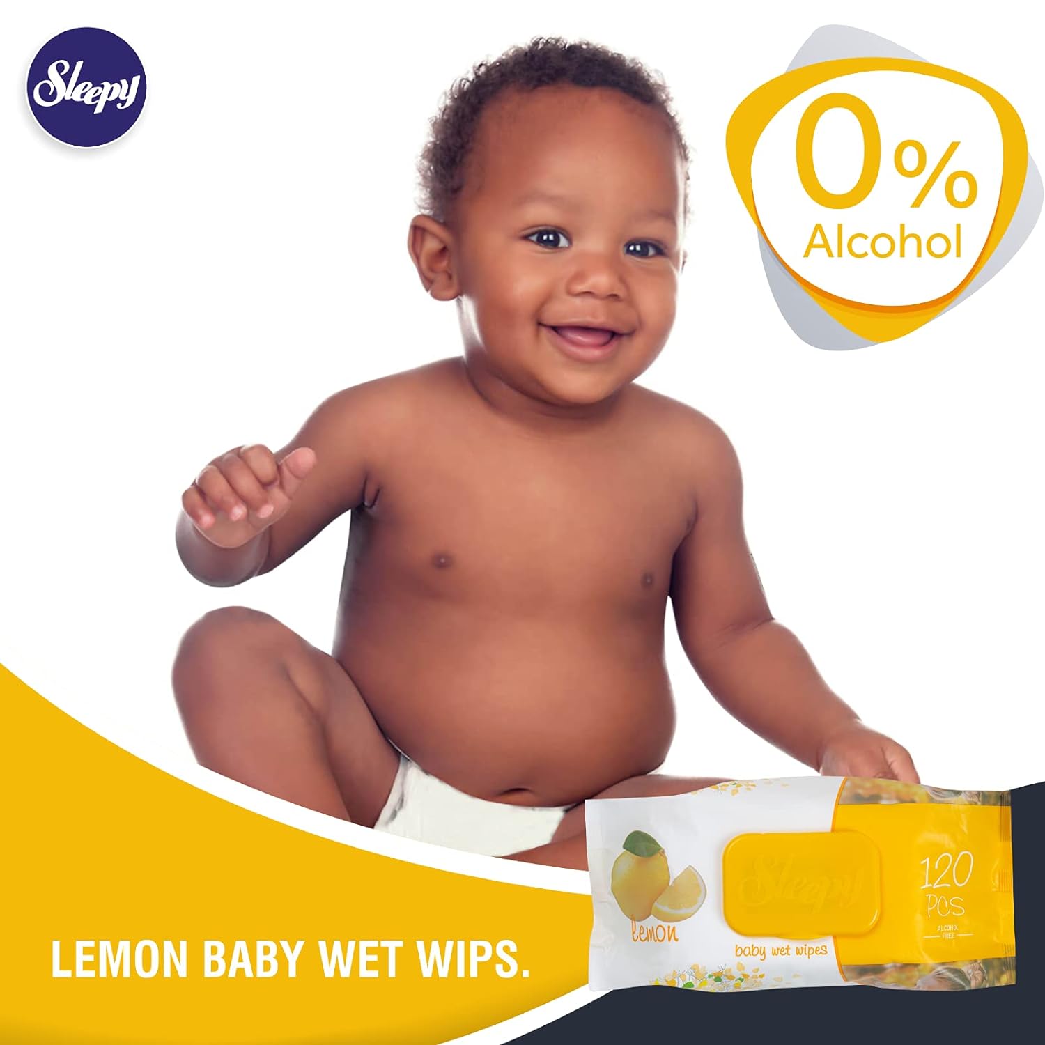 Servetele umede pentru bebelusi Sleepy, 120 bucati, aroma de lamaie