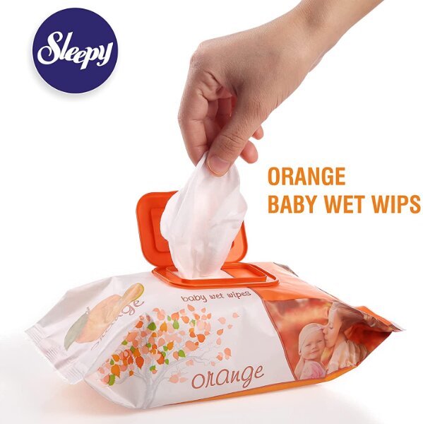 Servetele umede pentru bebelusi Sleepy, 120 bucati, aroma de portocala