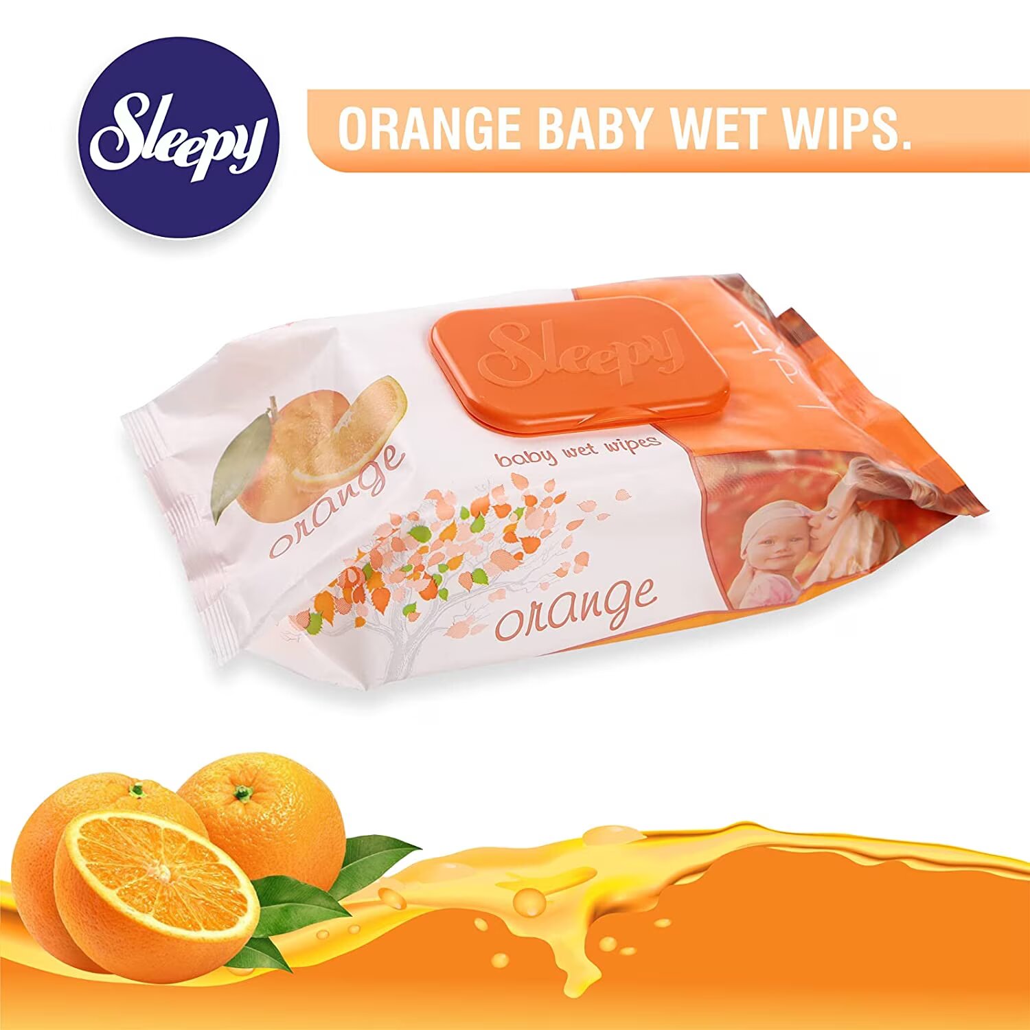 Servetele umede pentru bebelusi Sleepy, 120 bucati, aroma de portocala