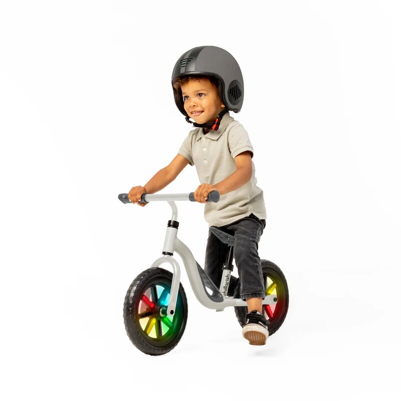Bicicleta de echilibru Chillafish, Charlie Glow, Usoara, Cu ghidon si sa reglabile, Cu spite luminoase, Greutate 2.5 Kg, Cu roti din spuma EVA, 10 inch, Pentru 18-48 luni, Beige