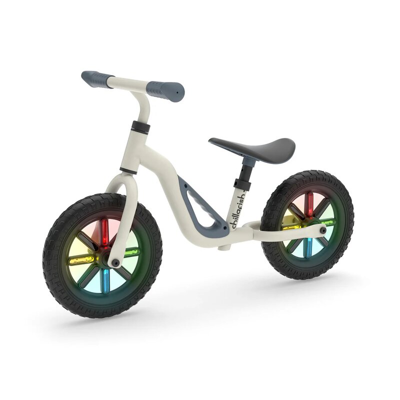 Bicicleta de echilibru Chillafish, Charlie Glow, Usoara, Cu ghidon si sa reglabile, Cu spite luminoase, Greutate 2.5 Kg, Cu roti din spuma EVA, 10 inch, Pentru 18-48 luni, Beige