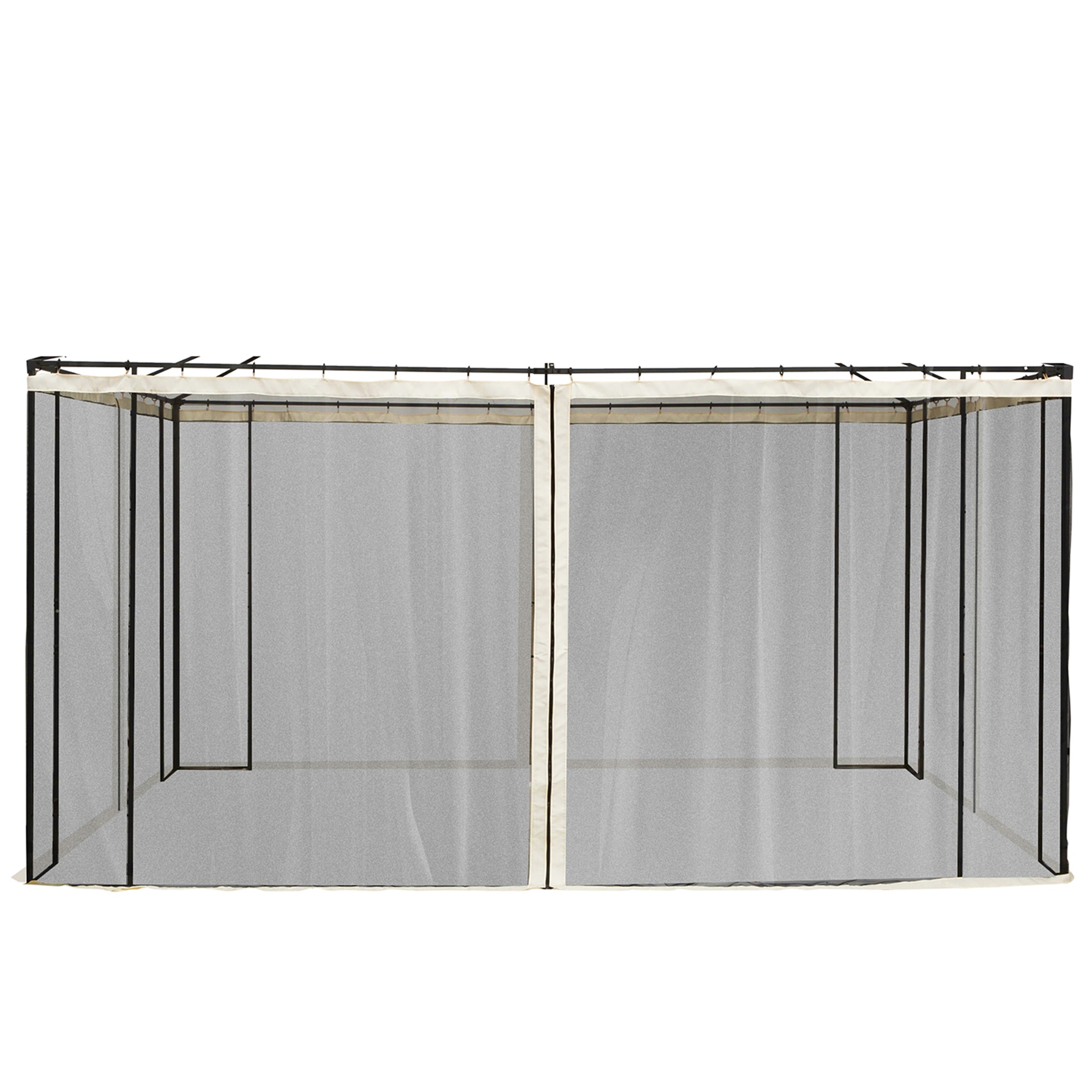 Plasa de tantari pentru foisor Outsunny, 352x207cm, Poliester, Negru/Bej